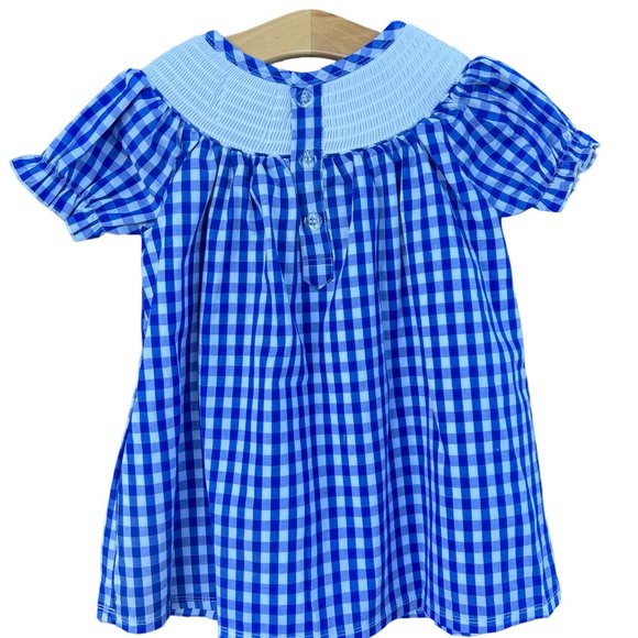 Kentucky State Smocked Blue & White Gingham Dress - Picture 3 of 3